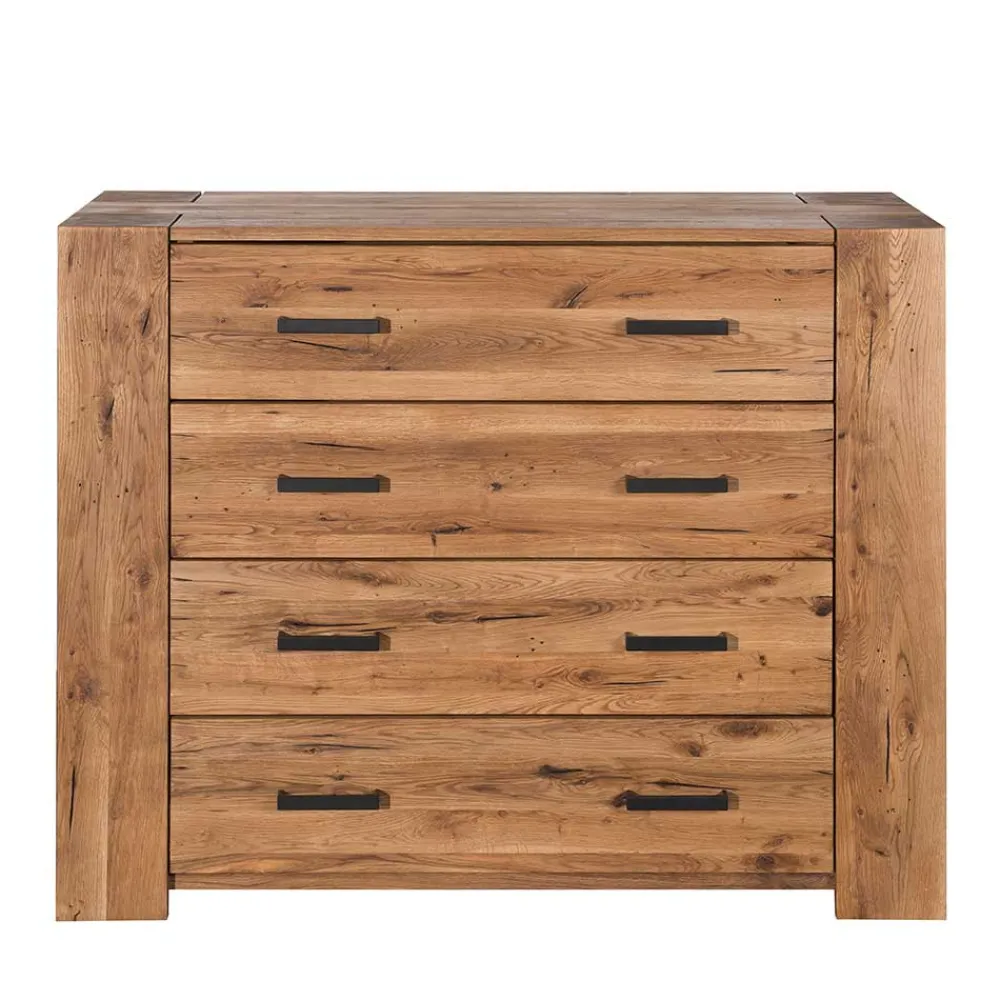 Wohnen Sideboards<120x100 Eiche Kommode mit Metallgriffen - Latinossa