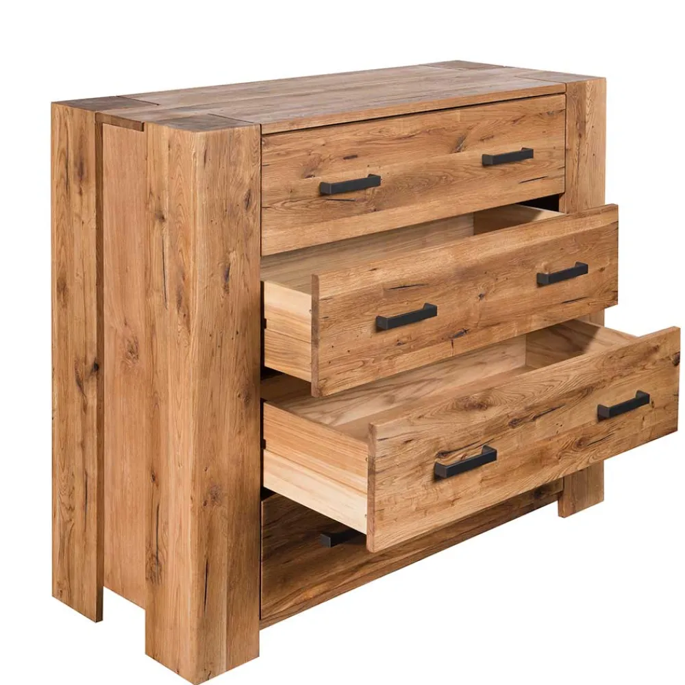 Wohnen Sideboards<120x100 Eiche Kommode mit Metallgriffen - Latinossa
