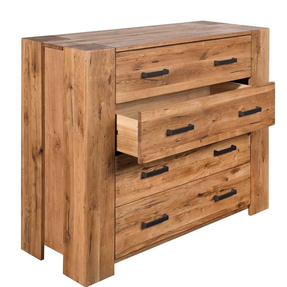 Wohnen Sideboards<120x100 Eiche Kommode mit Metallgriffen - Latinossa