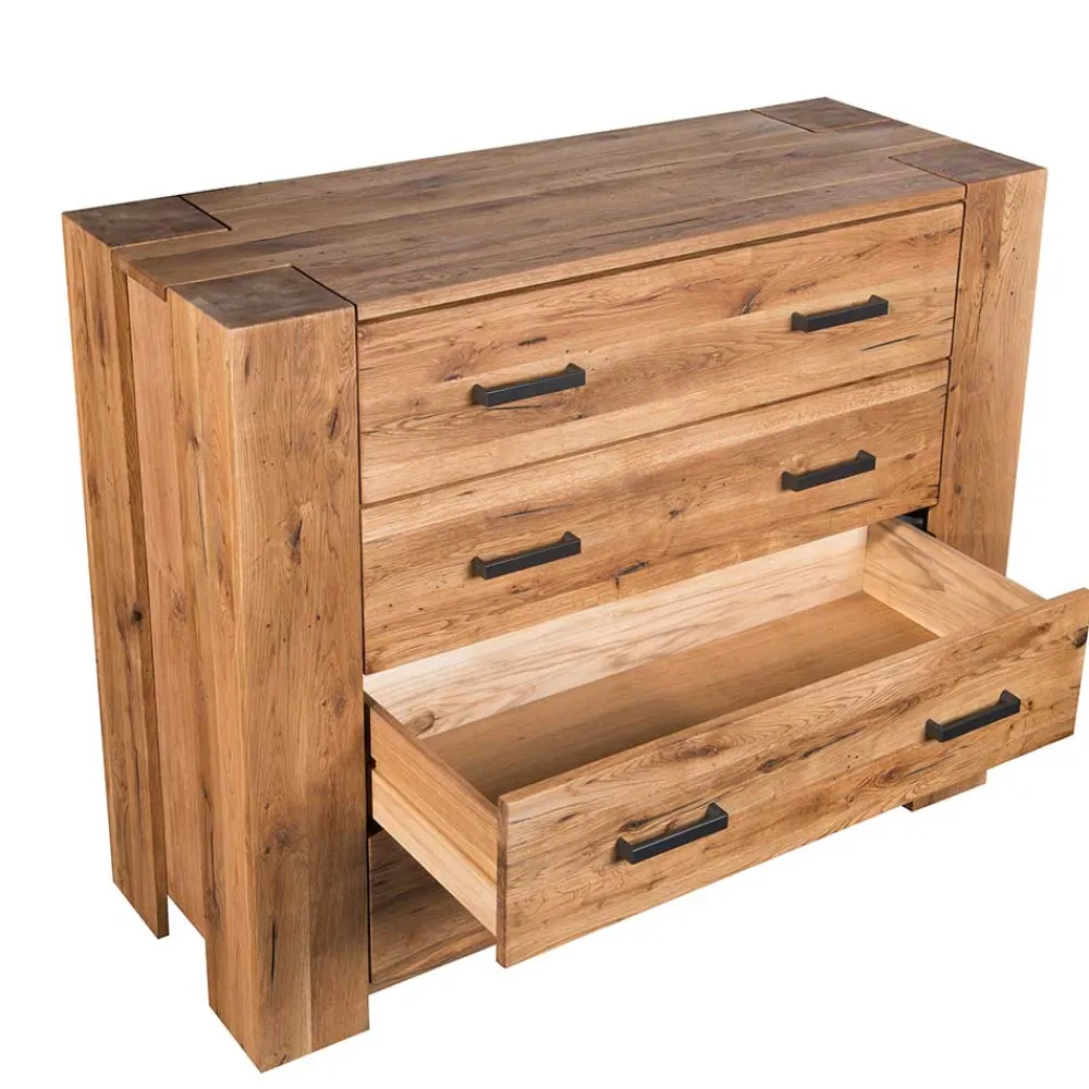 Wohnen Sideboards<120x100 Eiche Kommode mit Metallgriffen - Latinossa
