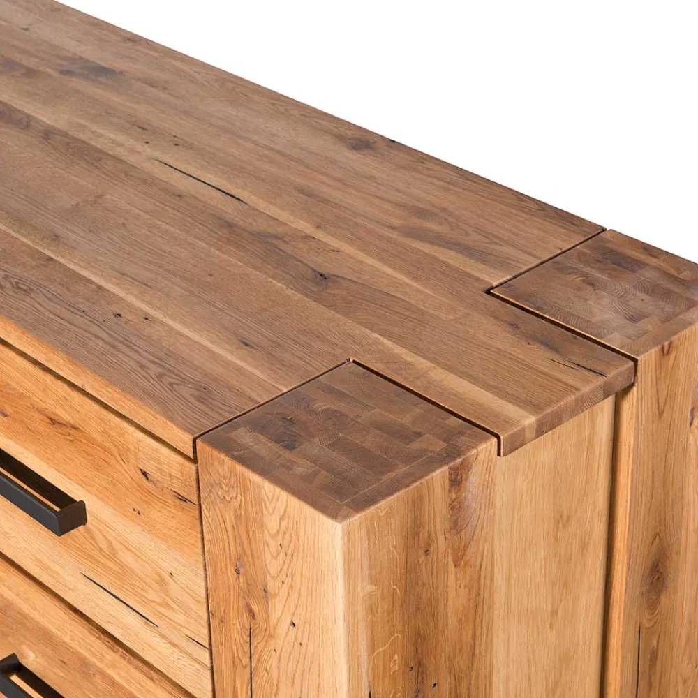 Wohnen Sideboards<120x100 Eiche Kommode mit Metallgriffen - Latinossa