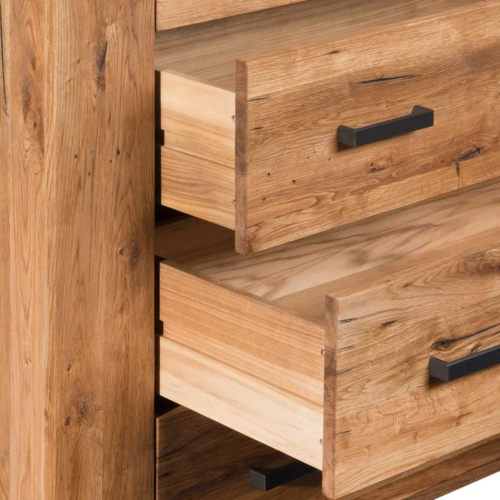 Wohnen Sideboards<120x100 Eiche Kommode mit Metallgriffen - Latinossa