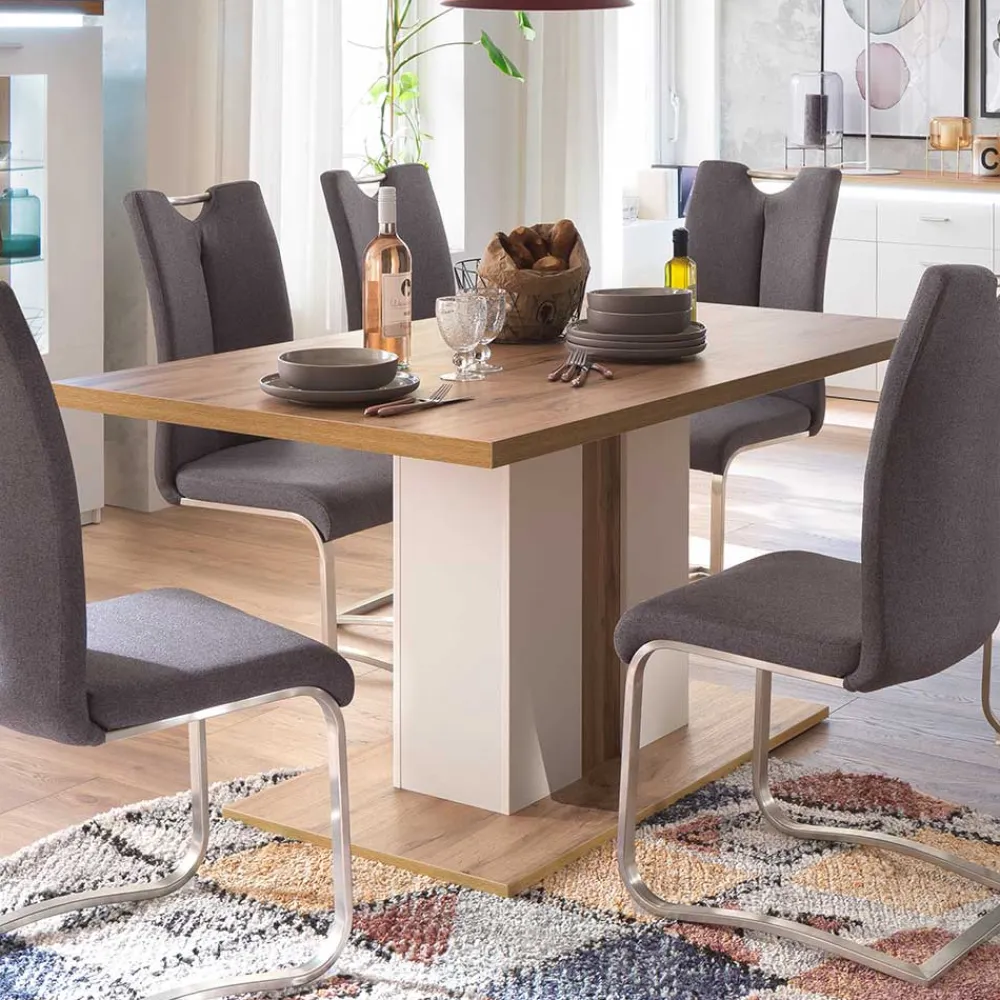Wohnen Tische<160x90 Esstisch mit Säulenfuß zweifarbig - Caldri