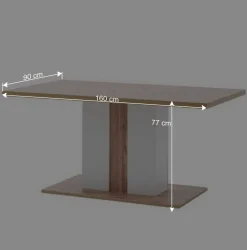 Wohnen Tische<160x90 Esstisch mit Säulenfuß zweifarbig - Caldri