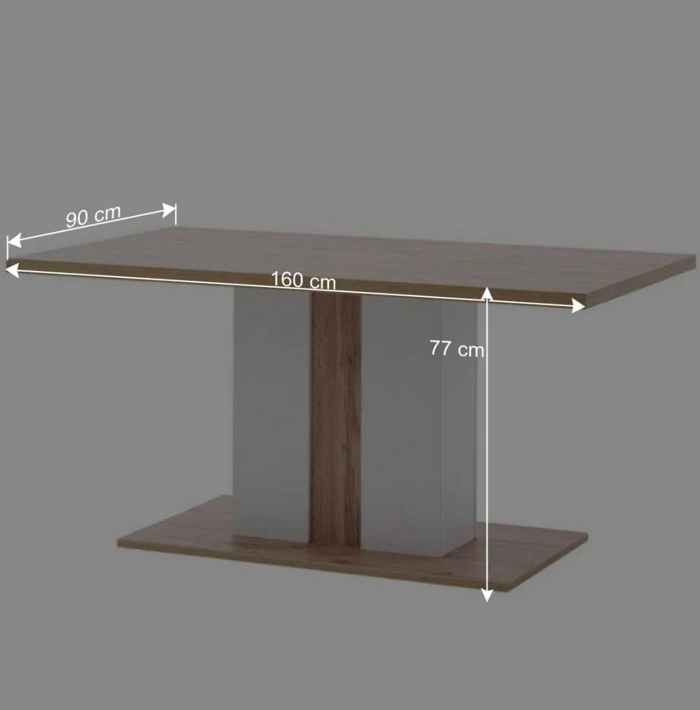Wohnen Tische<160x90 Esstisch mit Säulenfuß zweifarbig - Caldri