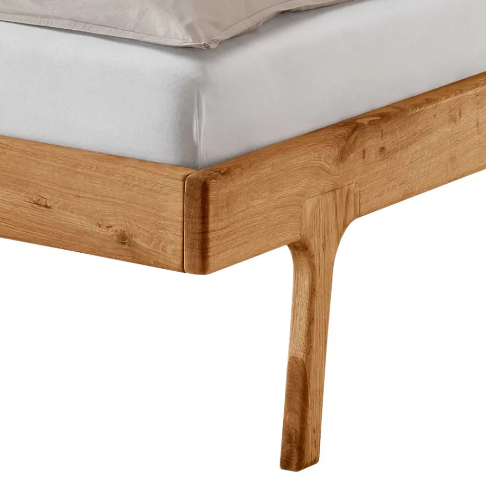 Wohnen Betten<140x200 Holzbett aus Wildeiche mit Rattan - Ambrosso