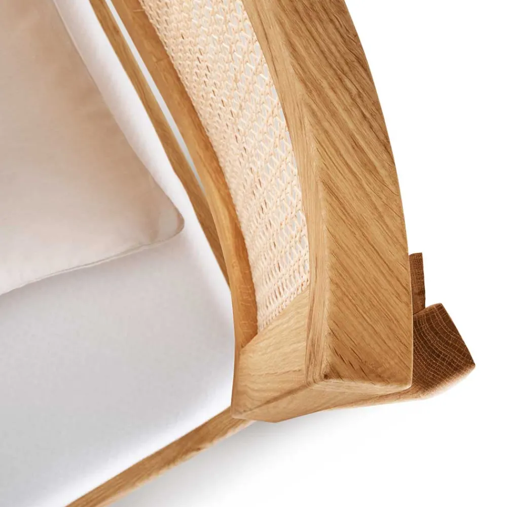 Wohnen Betten<140x200 Holzbett aus Wildeiche mit Rattan - Ambrosso