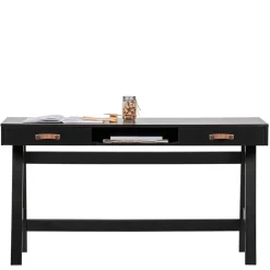 Wohnen Tische<140x62 Kiefernholz Schreibtisch in Schwarz - Ilvessino