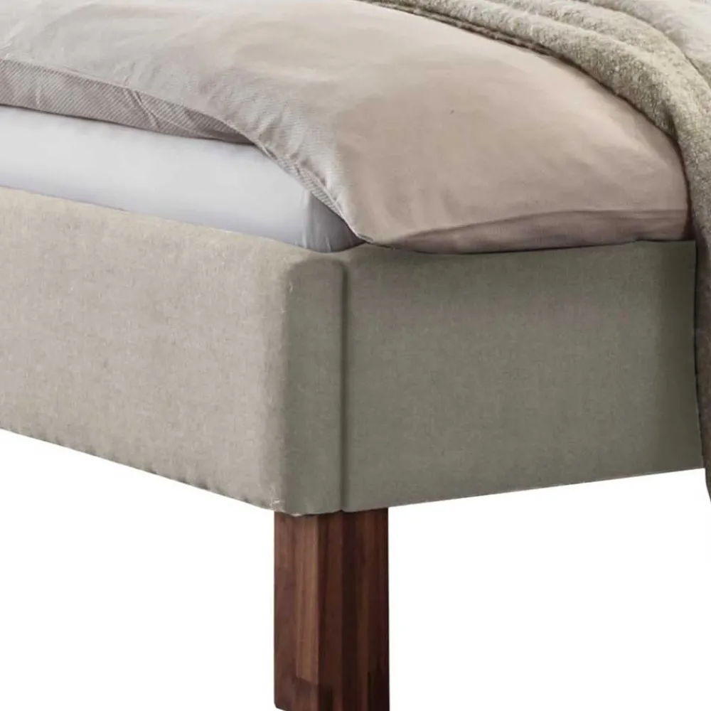 Wohnen Betten<140x200 Polsterbett in Beige und Nussbaum - Kyras
