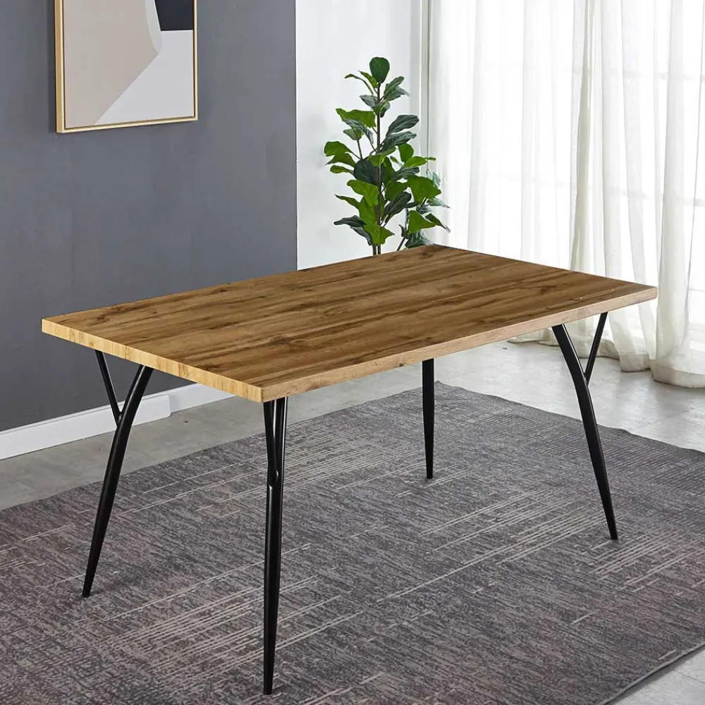 Wohnen Tische<150x90 Skandi Designtisch in Eiche Dekor - Euskal