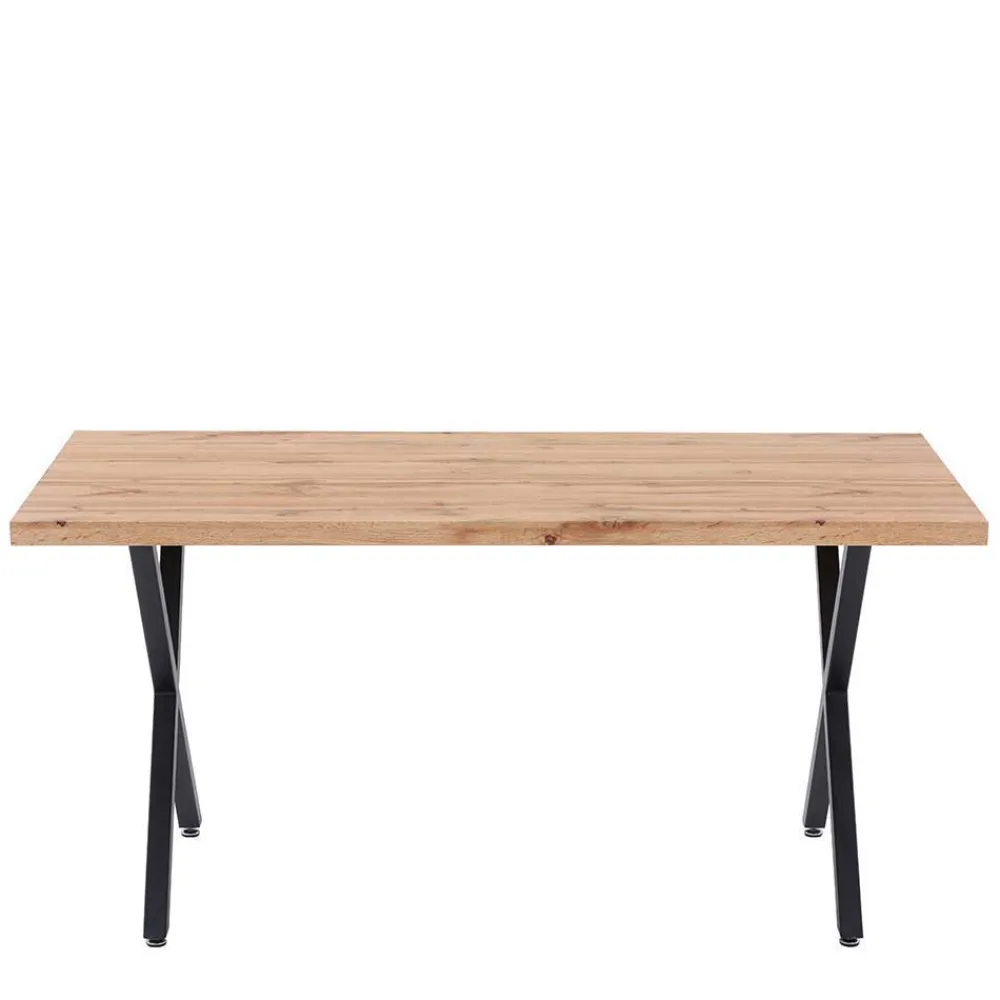 Wohnen Sitzgruppe<160x90 Tisch mit X-Füßen & Stühle - Zandras (fünfteilig)
