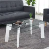 Wohnen Tische<110x60 Wohnzimmer Glastisch mit Ablage - Masuca