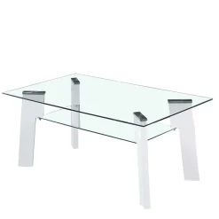 Wohnen Tische<110x60 Wohnzimmer Glastisch mit Ablage - Masuca