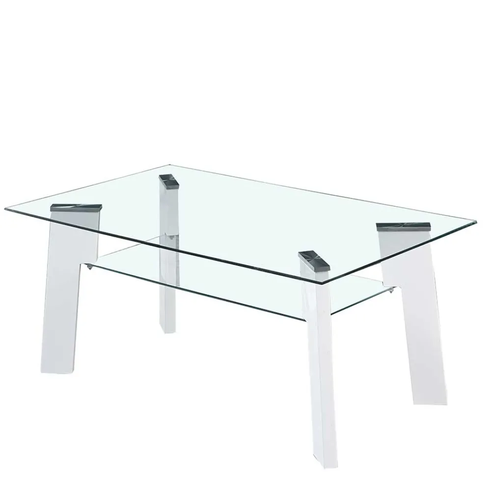 Wohnen Tische<110x60 Wohnzimmer Glastisch mit Ablage - Masuca