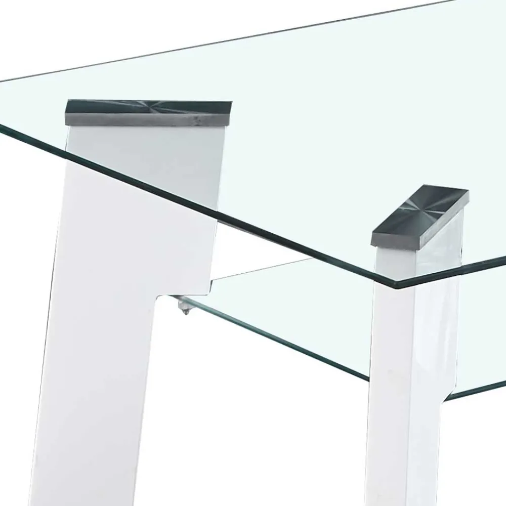 Wohnen Tische<110x60 Wohnzimmer Glastisch mit Ablage - Masuca