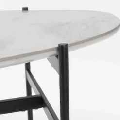 Wohnen Tische<110x50 Wohnzimmertisch in Oval Marmor Optik - Inn