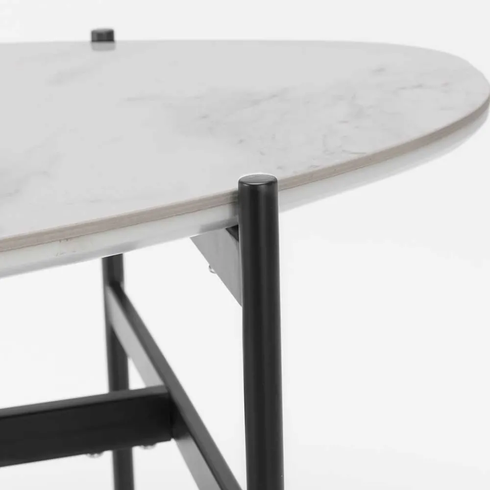 Wohnen Tische<110x50 Wohnzimmertisch in Oval Marmor Optik - Inn