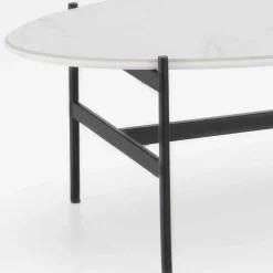 Wohnen Tische<110x50 Wohnzimmertisch in Oval Marmor Optik - Inn