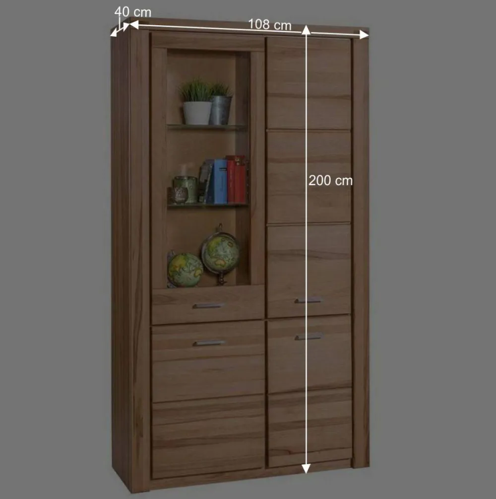 Wohnen Vitrinen<108x200cm Wohnzimmerschrank aus Kernbuche - Uhelia