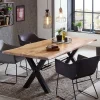 Wohnen Tische<X-Fuß Designtisch mit Holz Platte mit Naturkante - Liyadiro