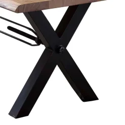 Wohnen Tische<X-Fuß Designtisch mit Holz Platte mit Naturkante - Liyadiro