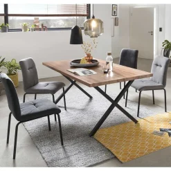 Wohnen Sitzgruppe<X-Fuß Esstisch & Stühle Set - Cralega (fünfteilig)
