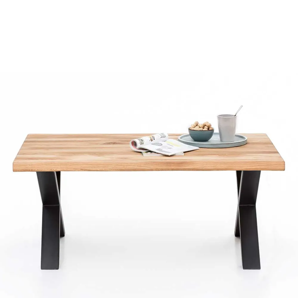 Wohnen Tische<X-Fuß Sofatisch mit Live Edge Holzplatte - Riconia
