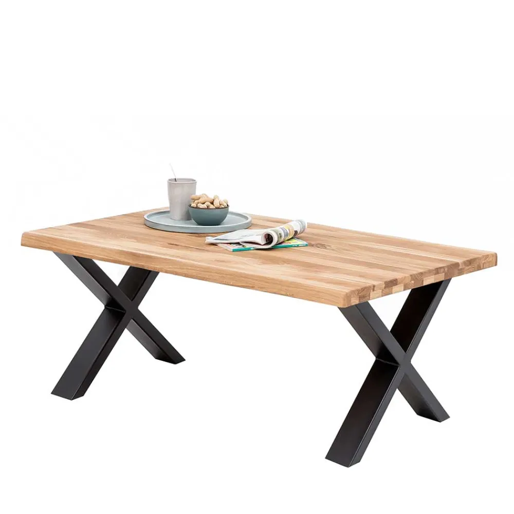 Wohnen Tische<X-Fuß Sofatisch mit Live Edge Holzplatte - Riconia