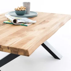 Wohnen Tische<X-Fuß Sofatisch mit Live Edge Holzplatte - Riconia