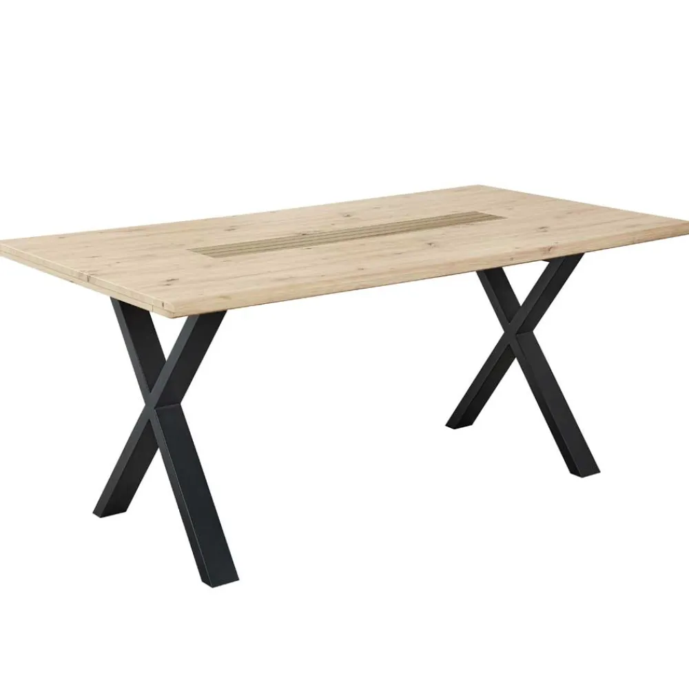 Wohnen Sitzgruppe<X-Fuß Tisch & Drehstühle Set - Niam (siebenteilig)