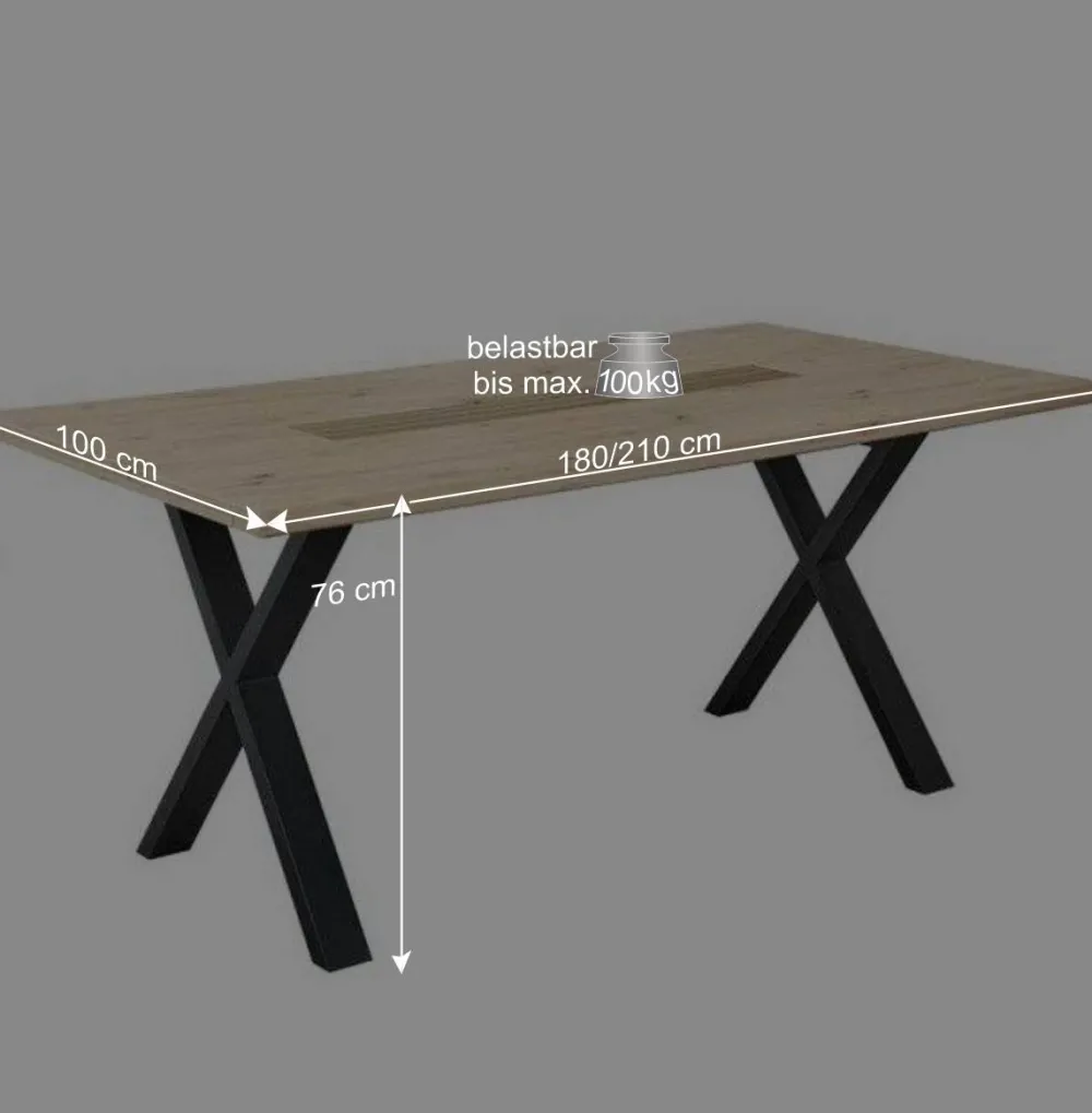 Wohnen Sitzgruppe<X-Fuß Tisch & Drehstühle Set - Niam (siebenteilig)