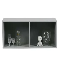 Wohnen Regale<81x41x35 2 Fächer Regal in Grau lackiert - Lanik