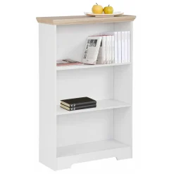 Wohnen Regale<75x115x30 3 Fächer Regal in Weiß & Eiche - Akedra