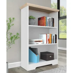 Wohnen Regale<75x115x30 3 Fächer Regal in Weiß & Eiche - Akedra