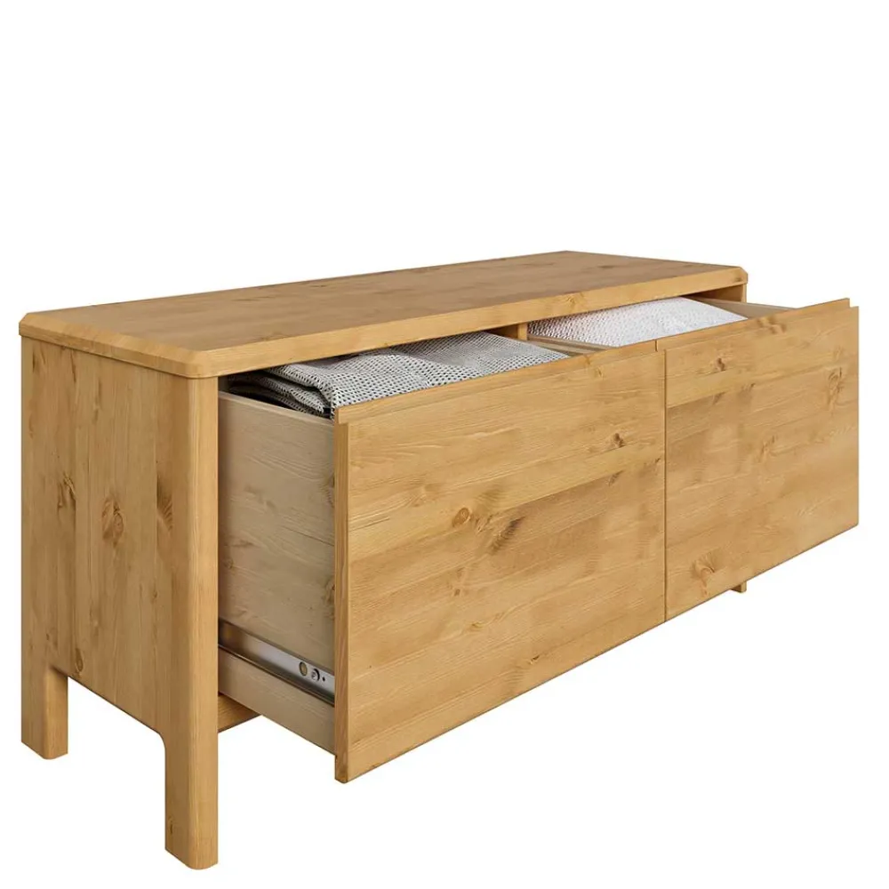 Wohnen Tv & Hifi-Möbel|Lowboards<98x48x34 2 Schubladen Kommode aus Kiefer - Etvina