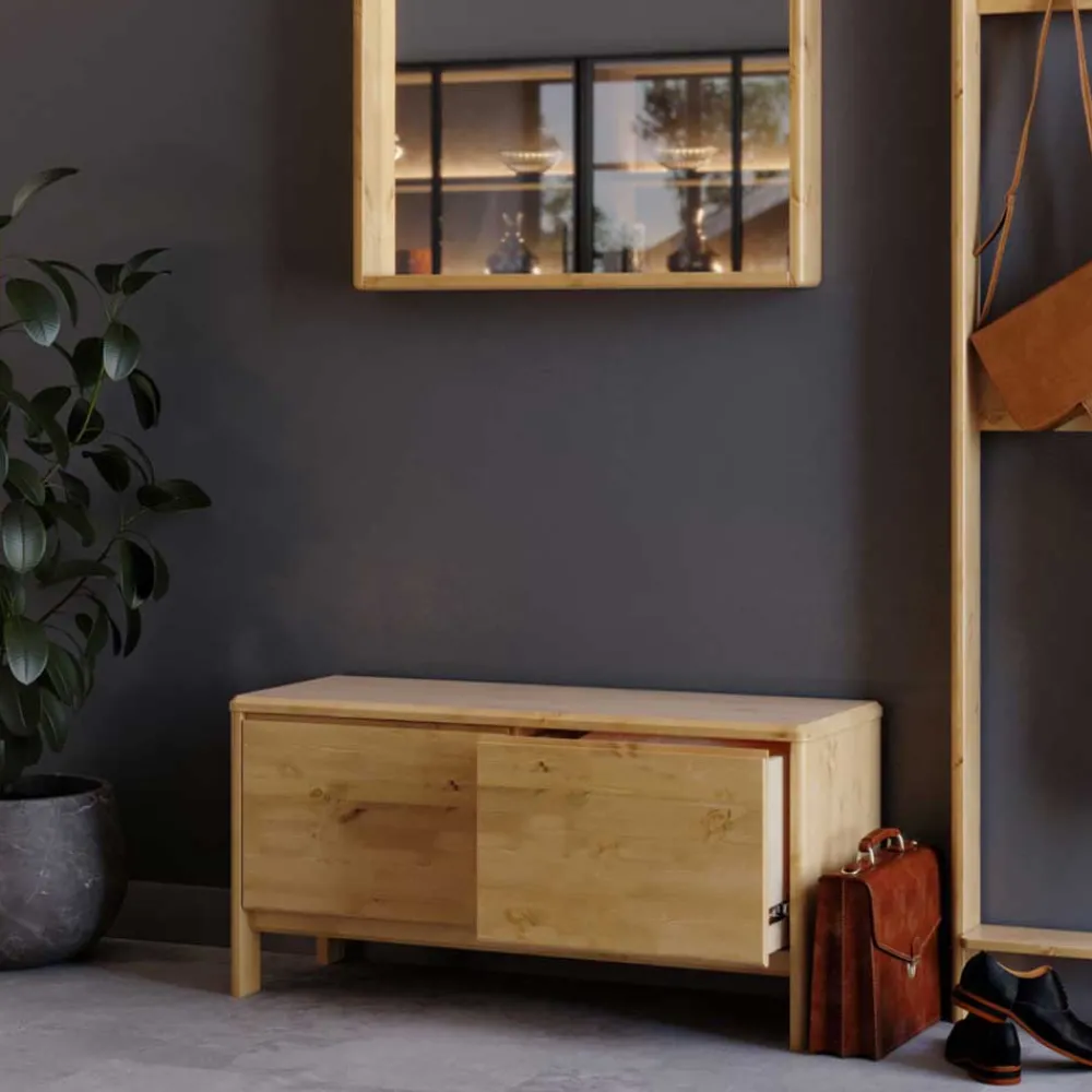Wohnen Tv & Hifi-Möbel|Lowboards<98x48x34 2 Schubladen Kommode aus Kiefer - Etvina