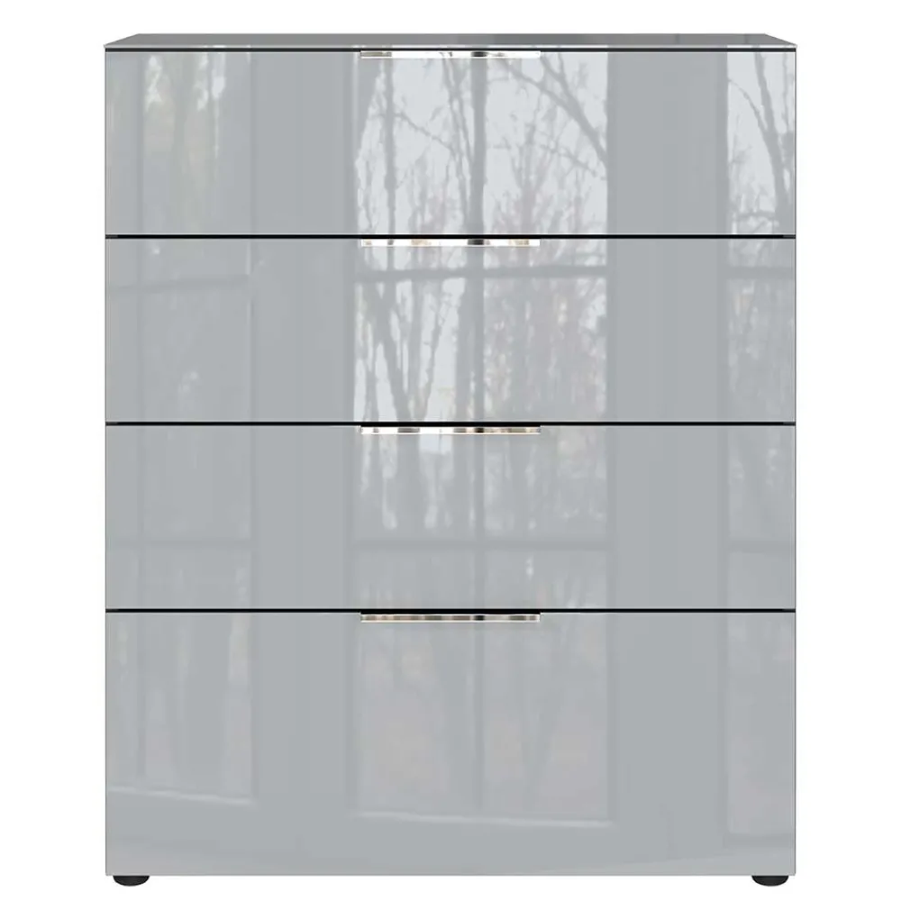 Wohnen Kommoden<83x102x42 4 Schubladen Kommode mit Glas Front - Ruudy