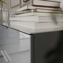 Wohnen Kommoden<83x102x42 4 Schubladen Kommode mit Glas Front - Ruudy