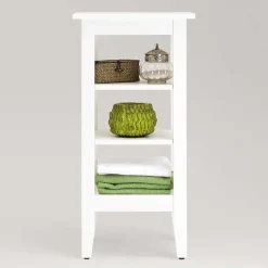 Wohnen Regale<42x85x31 Bad Regal aus Kiefer in Weiß lasiert - Lousias