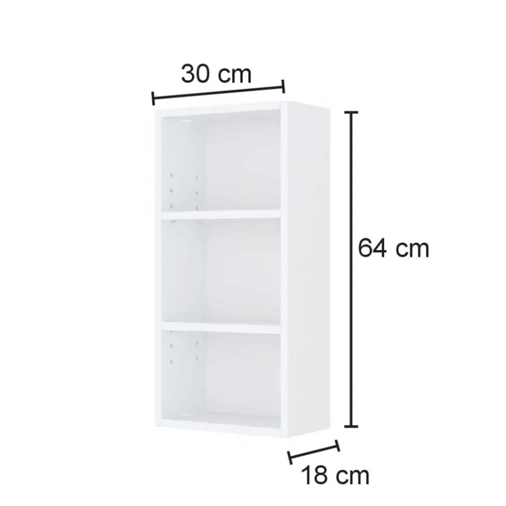 Wohnen Regale<30x64x18 Badezimmer Hängeregal mit drei Fächern - Lemnas