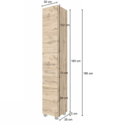 Wohnen Schränke<30x180x35 Badezimmer Hochschrank 2-türig - Lemnas