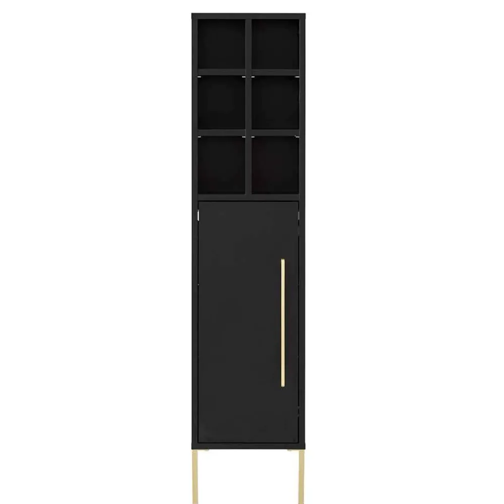 Wohnen Schränke<31x131x22 Badschrank in Schwarz & Gold - Vulcanisa