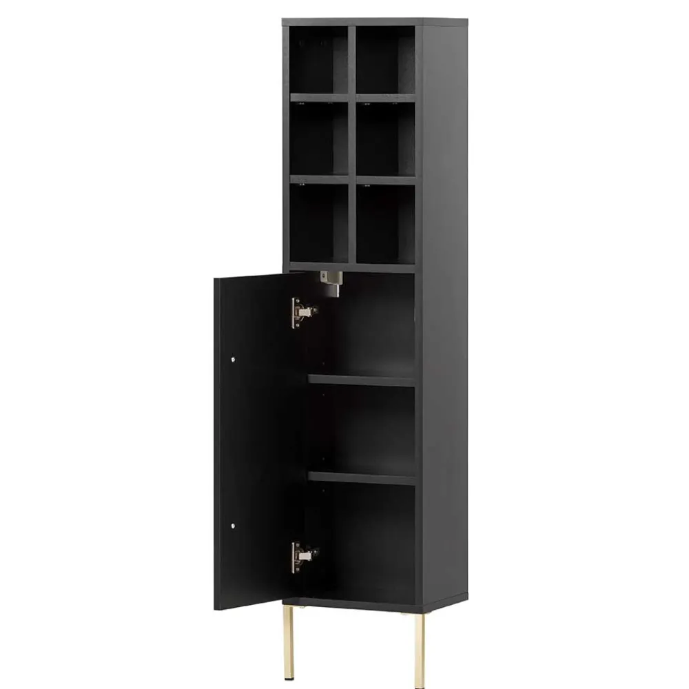 Wohnen Schränke<31x131x22 Badschrank in Schwarz & Gold - Vulcanisa