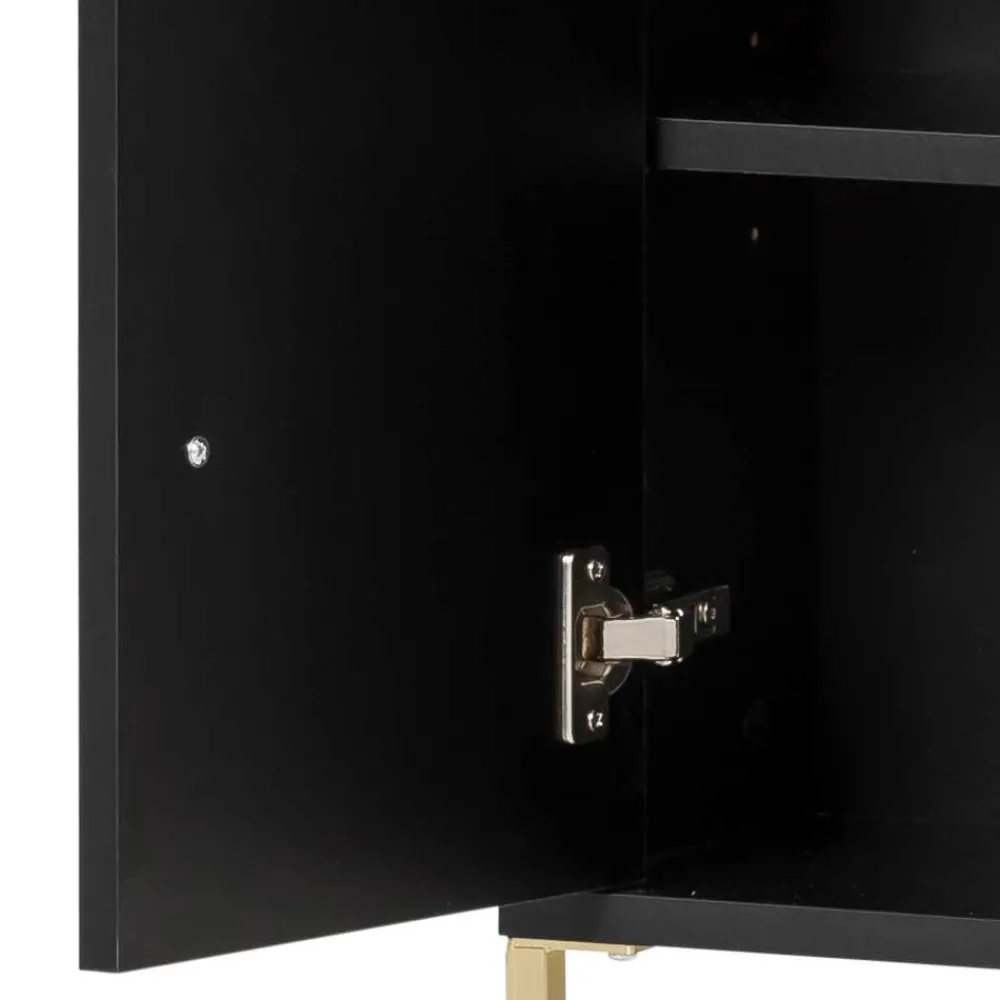 Wohnen Schränke<31x131x22 Badschrank in Schwarz & Gold - Vulcanisa