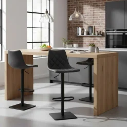 Wohnen Hocker<43x110x50 Barhocker mit Lehne in Schwarz - Speranza