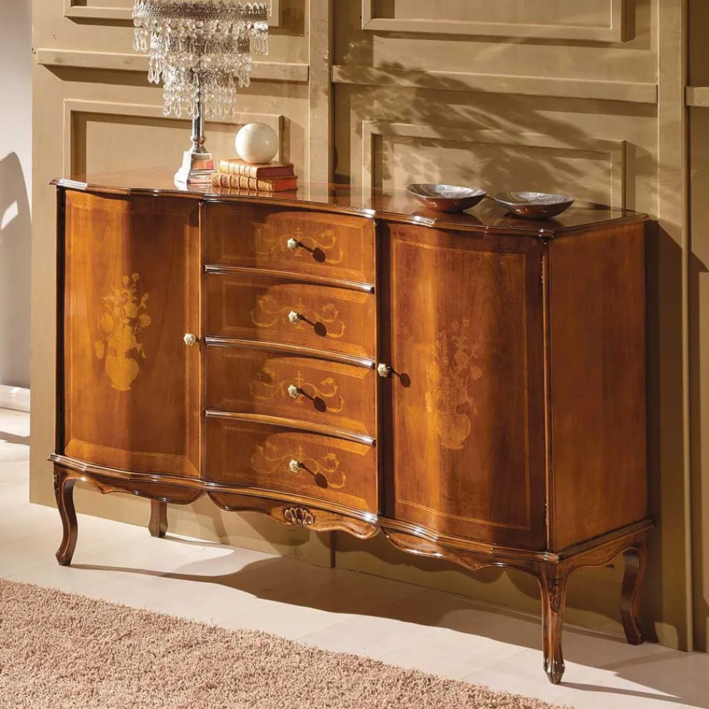 Wohnen Sideboards<133x90x42 Barock Sideboard in Nussbaumfarben - Motiz