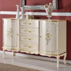 Wohnen Sideboards<133x90x42 Barockstil Anrichte in Weiß & Gold - Iviada