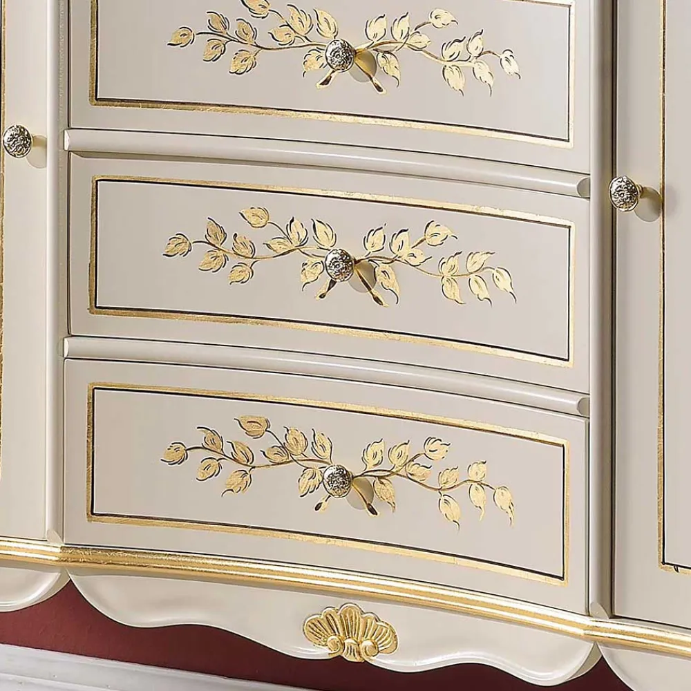 Wohnen Sideboards<133x90x42 Barockstil Anrichte in Weiß & Gold - Iviada