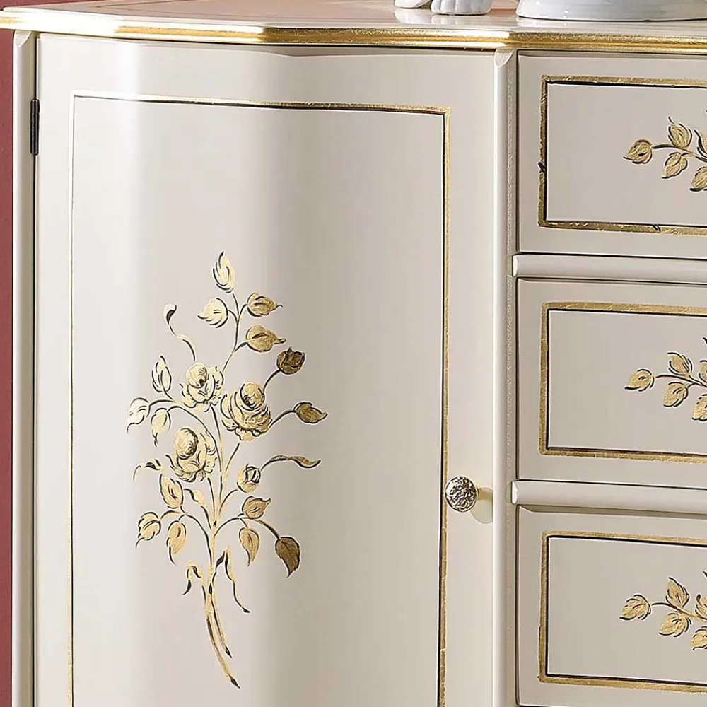 Wohnen Sideboards<133x90x42 Barockstil Anrichte in Weiß & Gold - Iviada