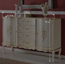 Wohnen Sideboards<133x90x42 Barockstil Anrichte in Weiß & Gold - Iviada